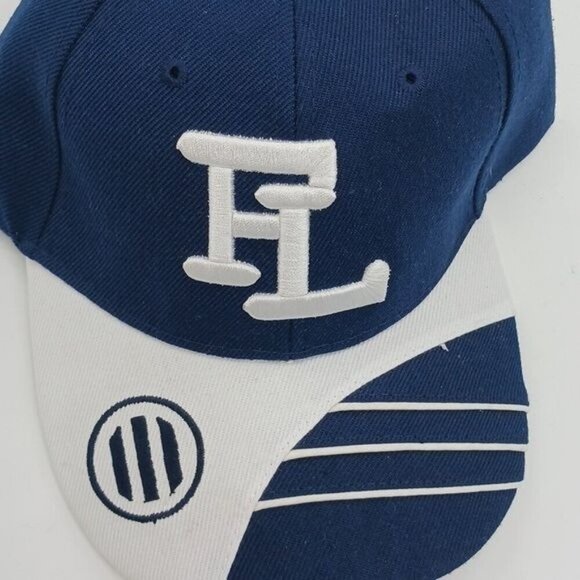 Blue White Baseball Cap FL Logo Flat Bill Snapback Adjustable Hat Unisex - Picture 3 of 7